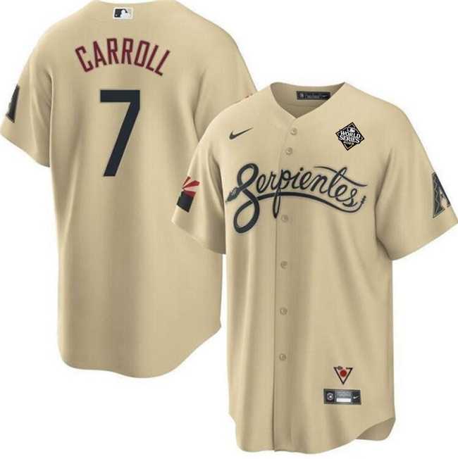 Men's Arizona Diamondbacks #7 Corbin Carroll Gold 2023 World Series City Connect Cool Base Stitched Jersey Dzhi,We sell and wholesale Men's Arizona Diamondbacks #7 Corbin Carroll Gold 2023 World Series City Connect Cool Base Stitched Jersey Dzhi on line form chian!